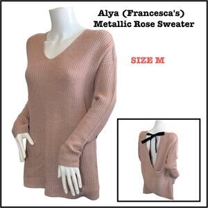 #T19 Alya (Francesca's) Metallic Rose Sweater SZ M $39